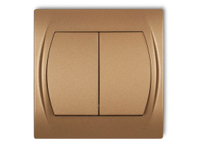 LOGO Wyłącznik podwójny świecznikowy zwierny przycisk (dwa klawisze bez piktogramów wspólne zasilanie) złoty metalik 8LWP-44.1 K