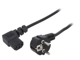 Kabel CEE 7/7 (E/F) wtyk kątowy IEC C13 żeński 90 PVC 3m KAB-EUL-P3L-3.0-BK