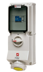 Złącze przemysłowe - zasilające 16A Gniazdo 110 V 3P Żeński MENNEKES Żółty Montaż ścienny IP67