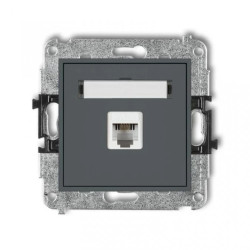 MINI Gniazdo telefoniczne pojedyncze 1xRJ11 4-stykowy beznarzędziowe grafitowy mat 28MGT-1