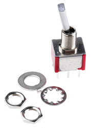 Przełącznik Wł.-brak-wł. średnica wycięcia 6.35mm DPDT RS PRO Płytka drukowana długość przełącznika 12.3mm