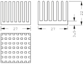 Radiator 27 x 27 x 22mm 13.5K/W Kwadrat Uniwersalny Alu