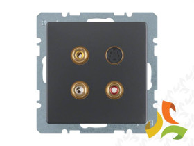 BERKER Q.1/Q.3/Q.7 Gniazdo multimedialne 3xCinch 1xS-Video antracyt aksamit lakierowany 3315326086 HAGER