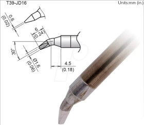 T39-JD16 Aktiv-Lötspitze T39-JD16, 1,6 mm, gebogen, Meißel