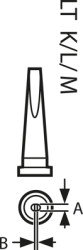 Soldering tip, chisel shaped, Ø 4.6 mm, (T x L x W) 0.4 x 20 x 1.2 mm, LT K