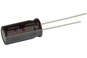 Kondensator; elektrolityczny; niskoimpedancyjny; UPW1C102MPD; 1000uF; 16V; UPW; fi 10x20mm; 5mm; przewlekany (THT); luzem; Nichi