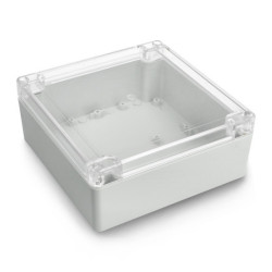 Obudowa plastikowa Kradex ZP150.150.60JpH TM PC z uszczelką i mosiężnymi tulejkami IP67 - 150x150x60mm jasna