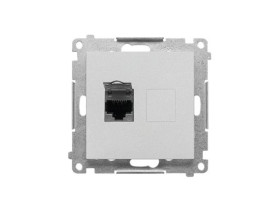 SIMON 55 Gniazdo komputerowe pojedyncze RJ45 kat. 6 z przesłoną aluminium mat T61.01/143 KONTAKT SIMON