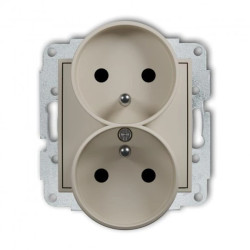 ICON Mechanizm gniazda podwójnego do ramki z uziemieniem 2x(2P+Z) (przesłony torów prądowych) taupe 60IGPR-2zp