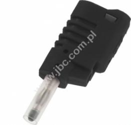 1086-SW Wtyk 4mm, z tuleją ruchomą i dodat. gniazdem 4mm do połączeń wieżowych, przył.przykręcane, czarny, ELECTRO-PJP, 1086SW,