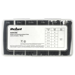 Zestaw rurek termokurczliwych 170szt. 10cm CZARNE 6 średnic