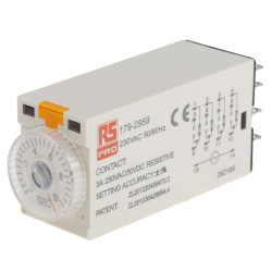 Timer Relay Wciskane 230V ac 4PDT 4-stykowy RS PRO 4PDT 0.5 → 10s jednofunkcyjny