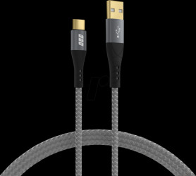 USB-AC-00001 USB-A to USB-C cable 60W QC 3A 0.5m grey gold contacts textile c