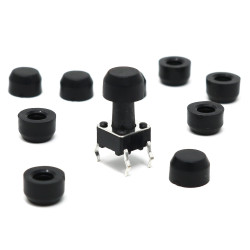 Black Soft Caps for Tactile Buttons (10-pack)