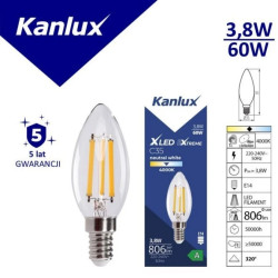 Żarówka LED E14 XLEDEX C35E14 3,8W-NW 806lm 4000K barwa neutralna 5 lat Gwar. 37341