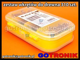 Zestaw wkrętów do drewna 9 rodzajów 310 sztuk