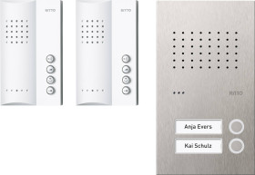 Ritto by Schneider RGE1818425 Domofon przewodowa kompletny zestaw dom dwurodzinny biały, stali szlachetnej