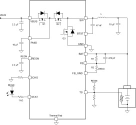 Standalone 17-V, 3A 1-2 cell buck battery charger