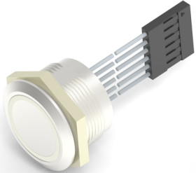 Vandal-proof pushbutton, 1 pole, silver, illuminated  (RGB), 1 A/24 VDC, mounting Ø 22.2 mm, IP68, 2342836-8