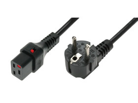 Kabel zasilający serwerowy 3x1,5 Schuko kątowy/IEC C19 prosty M/Ż czarny IEC-EL262S /2m/