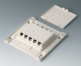 Battery compartment and cover, S, 5 x AA, ABS, (L x W x H) 118.78 x 118.78 x 18.3 mm, white, for mignon cells, B4142047
