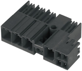 Pin header, 4 pole, pitch 7.62 mm, angled, black, 1090130000