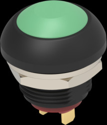 Pushbutton, 1 pole, green, unlit , 0.12 A/125 VAC, 0.2 A/50 VDC, 13.6 mm, IP68, 2-2329383-4