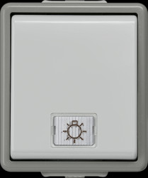 Surface mounted moist room pushbutton, gray, 250 V (AC), 10 A, IP44, 5TD4705