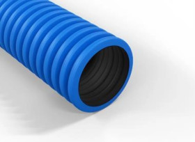 Rura karbowana w kręgach dwuwarstwowa ziemna średnica 32mm QRK 32/50 50mb FLEX NIEBIESKA 450N FI32/25 450N/5CM 50mb