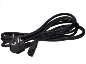 Kabel; zasilający; AK-PC-06A; gniazdo IEC C13 IBM proste; wtyk sieciowy CEE 7/7 kątowy; 3m; czarny; 3 żyły; 0,75mm2; 10A; Akyga;