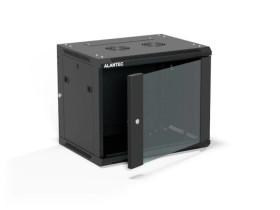 Szafa rack wisząca 19 cali 9U 600x450, drzwi szklane, tył i osłony boczne demontowalne, ZŁOŻONA kolor czarny ALANTEC