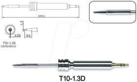 T10-1.3D Soldering tip, 1.3 mm, chisel-shaped, straight