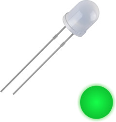 LED, THT, Ø 3 mm, green, 520 nm, 2500 mcd, 30°, 2111O163