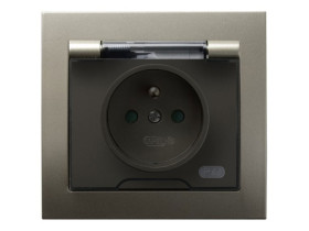 KIER Gniazdo hermetyczne z uziemieniem IP-44 z przesłonami torów prądowych wieczko przezroczyste satyna light GPH-1WZP/45/d OSPE