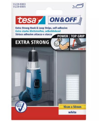 Taśma rzepowa szerokość 10cm, typu: haczyk-pętelka Biały Tesa długość 50mm