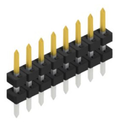Pin header, 8 pole, pitch 2 mm, straight, black, 10062850