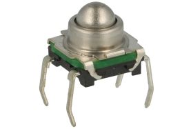 Mikroprzycisk; 7,4x7,4mm; 6,65mm; KSJ0M41180SH LFT; 1,95mm; przewlekany (THT); 4 piny; srebrny stalowy; hermetyczny; OFF-(ON); b