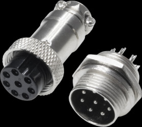 Jack/panel socket, 8 pole, solder connection, straight, GX1608PP
