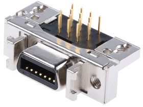 Złącze D-Sub 14-pinowe Żeński Kąt Proste Przewlekany raster 2.54mm Złoto na niklu