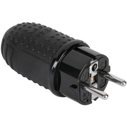 Wtyk sieciowy 230V zewnętrzny z uziemieniem, IP44, Czarny, REBEL