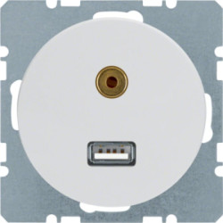 Gniazdo USB/3.5 mm audio biały połysk R.1/R.3 3315392089
