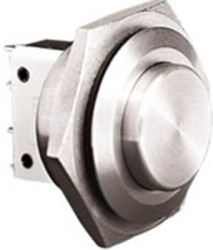 Vandal-proof pushbutton, 1 pole, silver, unlit , 5 A/250 V, mounting Ø 25.8 mm, IP66, MP0038/2
