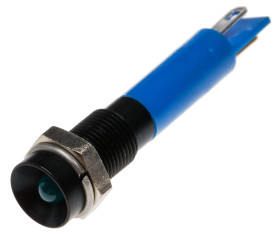 Lampka kontrolna do montażu panelowego 12V dc, niebieska 6mm LED Czarny Końcówka lutownicza RS PRO