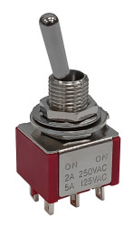 Przełącznik Wł.-brak-wł. średnica wycięcia 6.35mm DPDT RS PRO Montaż panelowy długość przełącznika 10.4mm