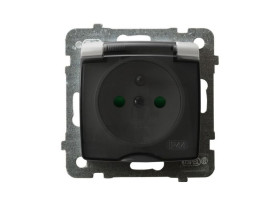 KARO Gniazdo pojedyncze z uziemieniem IP44 z przesłonami zaciski gwintowe srebrny perłowy GPH-1SZP/m/43/d OSPEL