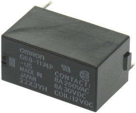 Przekaźnik mocy 12V dc SPST Omron, montaż PCB 720Ω Otwór przezierny