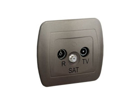 AKORD Gniazdo antenowe RTV-SAT przelotowe satyna metalik tłumienie R 11dB TV SAT 10dB AASP/29 KONTAKT SIMON