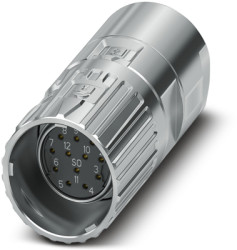 Jack, M23, 12 pole, crimp connection, ONECLICK quick locking system, straight, 1069322