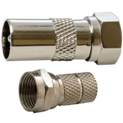 Przejście Adapter antenowy F (wtyk) / IEC TV (wtyk) + Wtyk F nakręcany 7,0mm