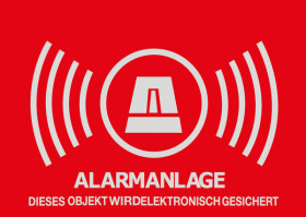 AU1323 ALARM warning sticker, 74x52.5 mm